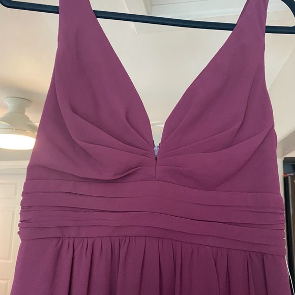 Lulu's Small Burgundy Ruched A-Line Chiffon Gown Maxi Dress (NWT) - Picture 2 of 5